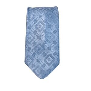 Vintage 70s Golden Clasp Prince‎ Consort 3" Blue Deco Polyester Diamond Tie